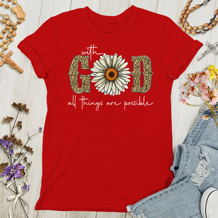 Christianartworkshop Con Dio, tutte le cose sono possibili T-shirt da donna - Rosso - 4XL - image 1