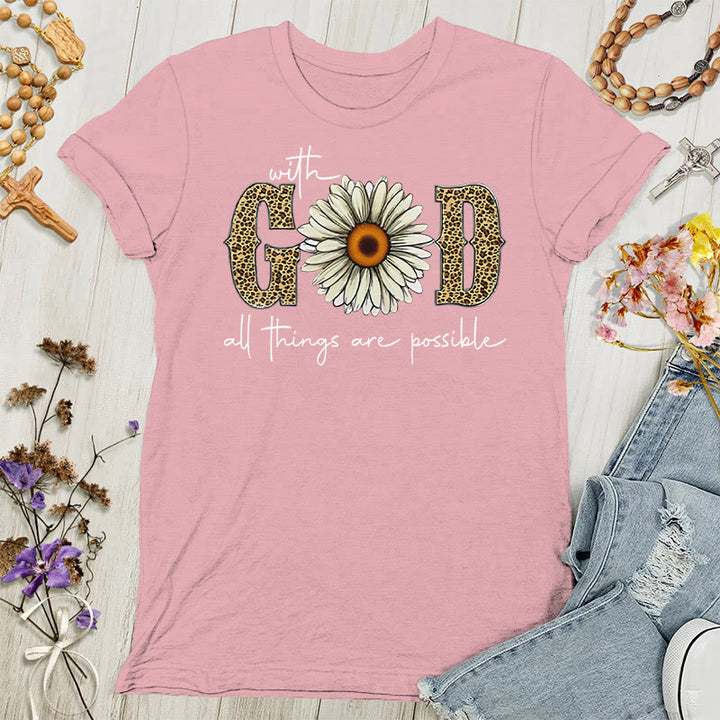 Christianartworkshop Con Dio, tutte le cose sono possibili T-shirt da donna - Rosa chiaro - 4XL - image 7