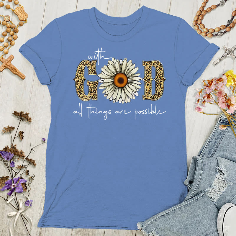 Christianartworkshop Con Dio, tutte le cose sono possibili T-shirt da donna - Blu - 4XL - image 5