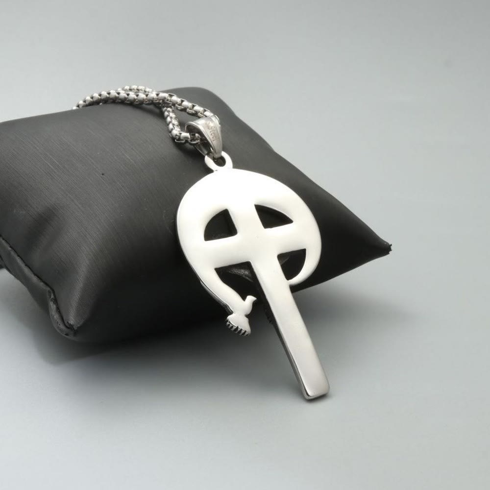 Christianartworkshop Crocifisso Sacro Antico in Stile Retrò con Colomba dello Spirito Santo e Veni Creator Spiritus - image 2