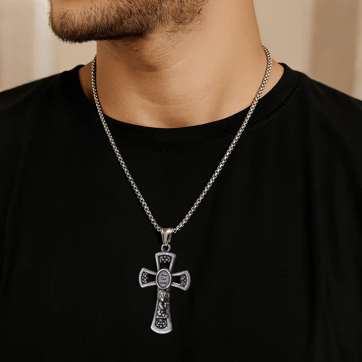 Christianartworkshop Collana con preghiera a forma di croce "Dio benedica questo bambino" - image 2