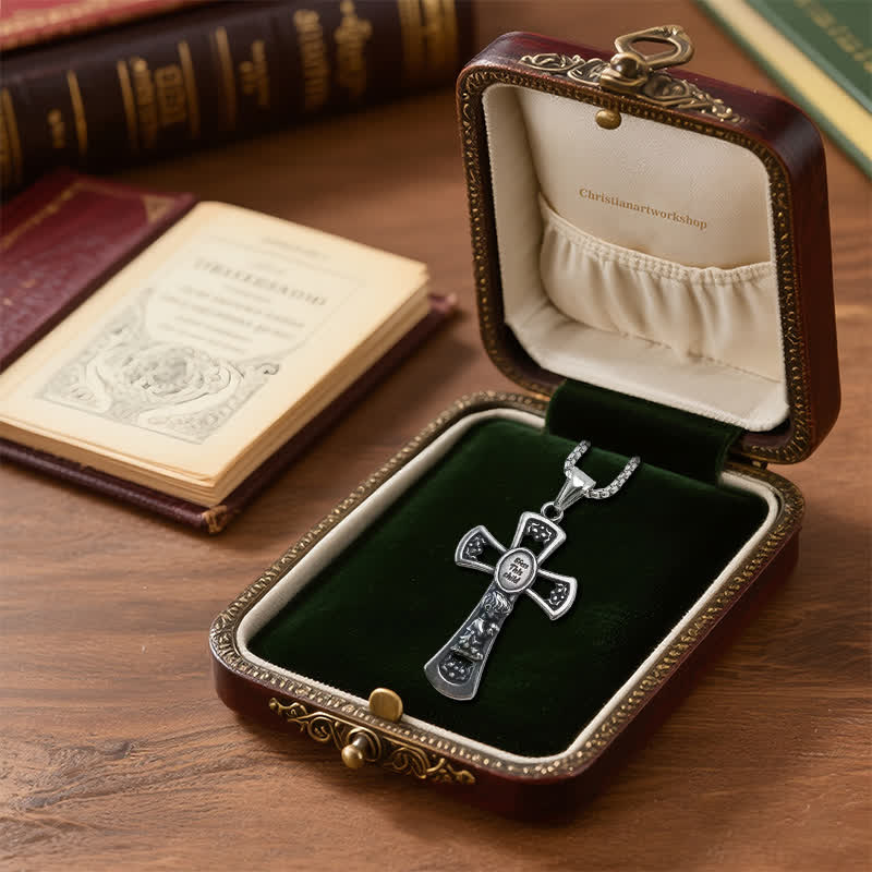 Christianartworkshop Collana con preghiera a forma di croce "Dio benedica questo bambino" - image 1