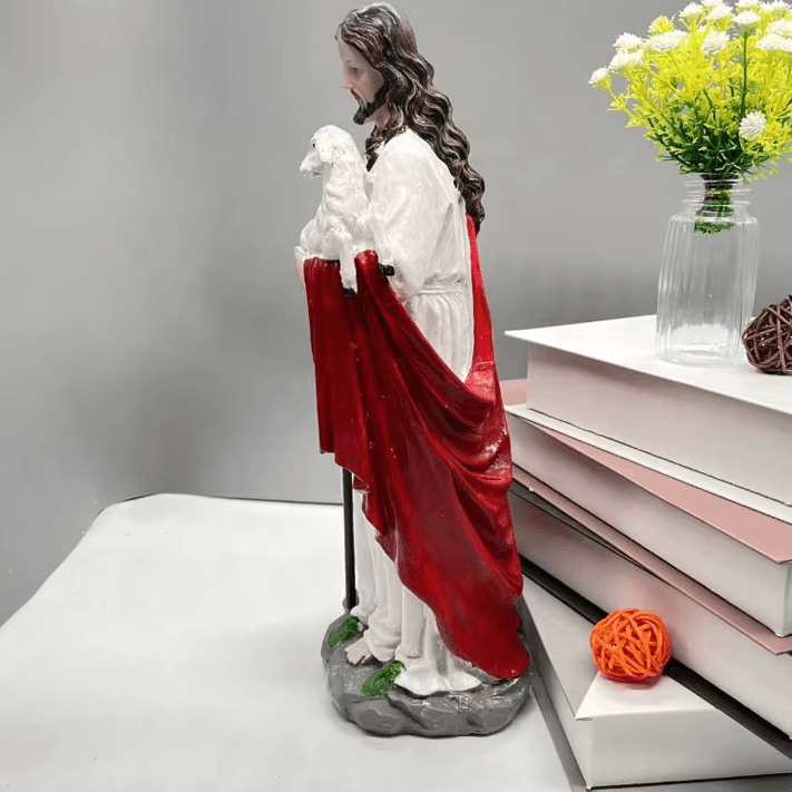 Christianartworkshop Sacro Cuore Buon Pastore con Agnello Scultura: invita la fede nella tua casa - image 3