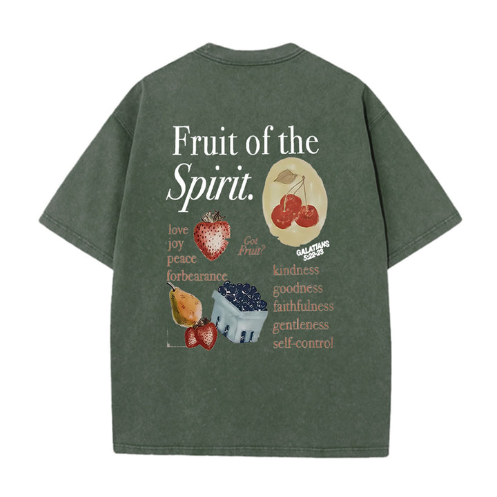 Christianartworkshop Maglietta unisex lavata double face Fruit Of The Spirit - Verde militare - 5XL - image 0