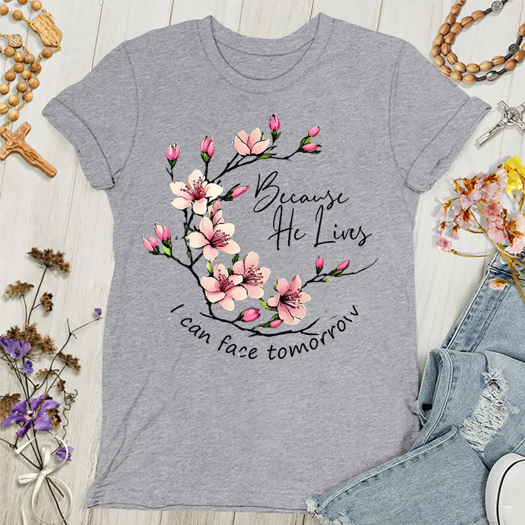 Christianartworkshop Perché Dio vive, posso affrontare il domani, maglietta da donna - Grigio - 4XL - image 2