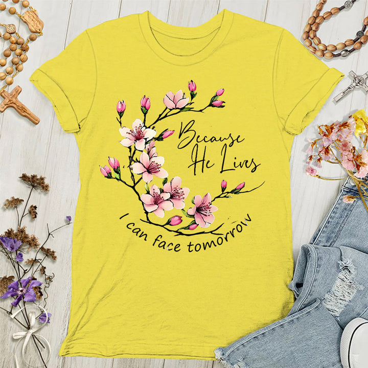Maglietta da donna Christianartworkshop " Perché Dio vive, posso affrontare il domani" - Giallo - 4XL - image 3