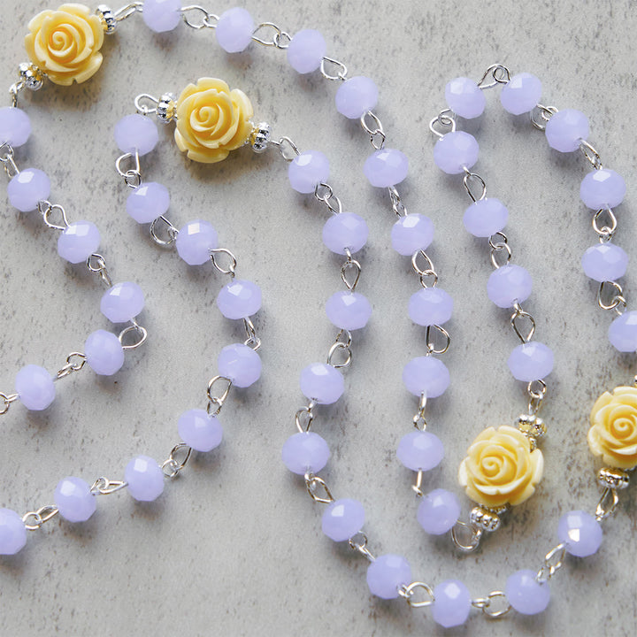 Christianartworkshop FEDE IN PREGHIERA: Elegante rosario con grani di rosa e carta regalo - image 5