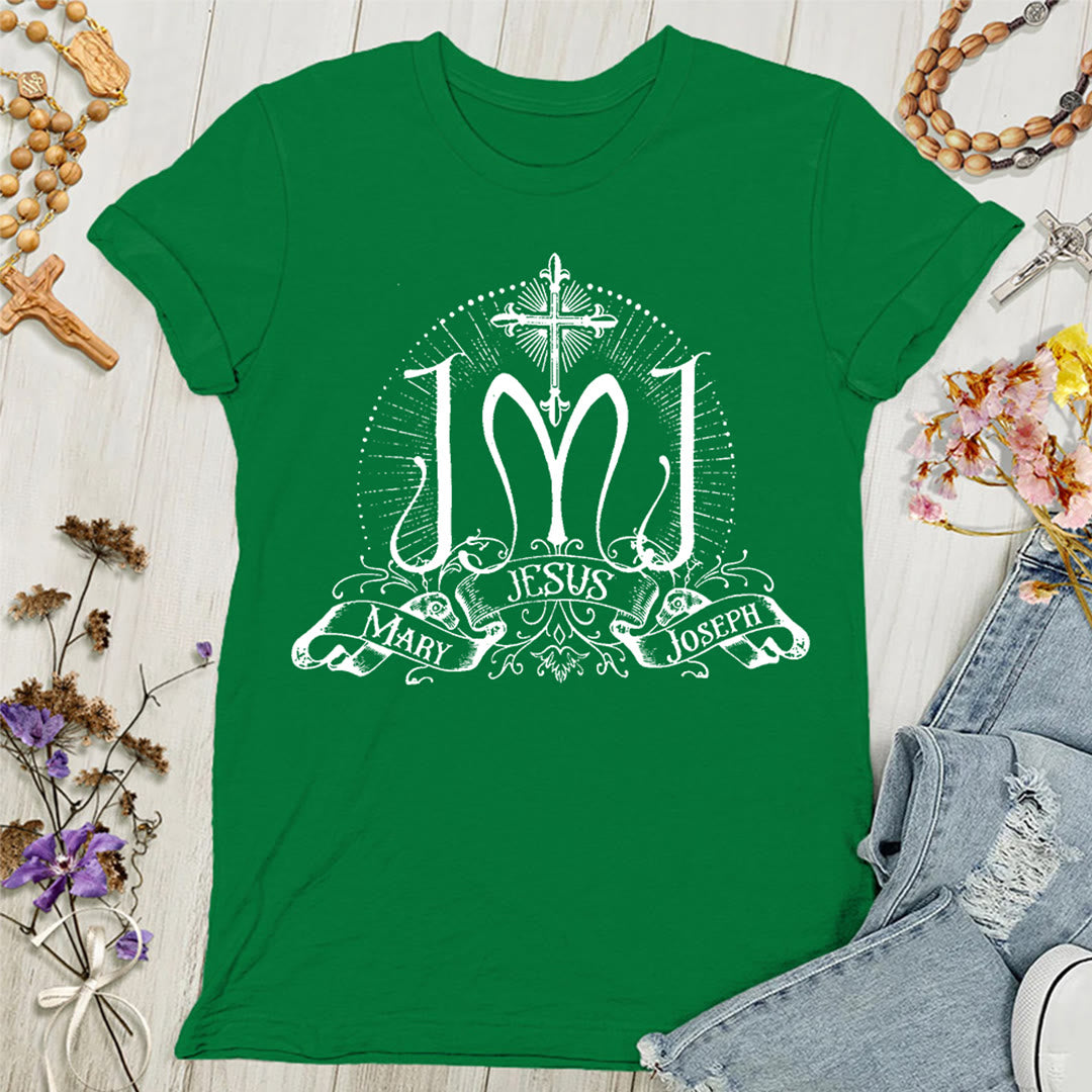 Maglietta da donna con immagine di Gesù, Maria e Giuseppe della Sacra Famiglia, Christianartworkshop. - Verde - 4XL - image 8