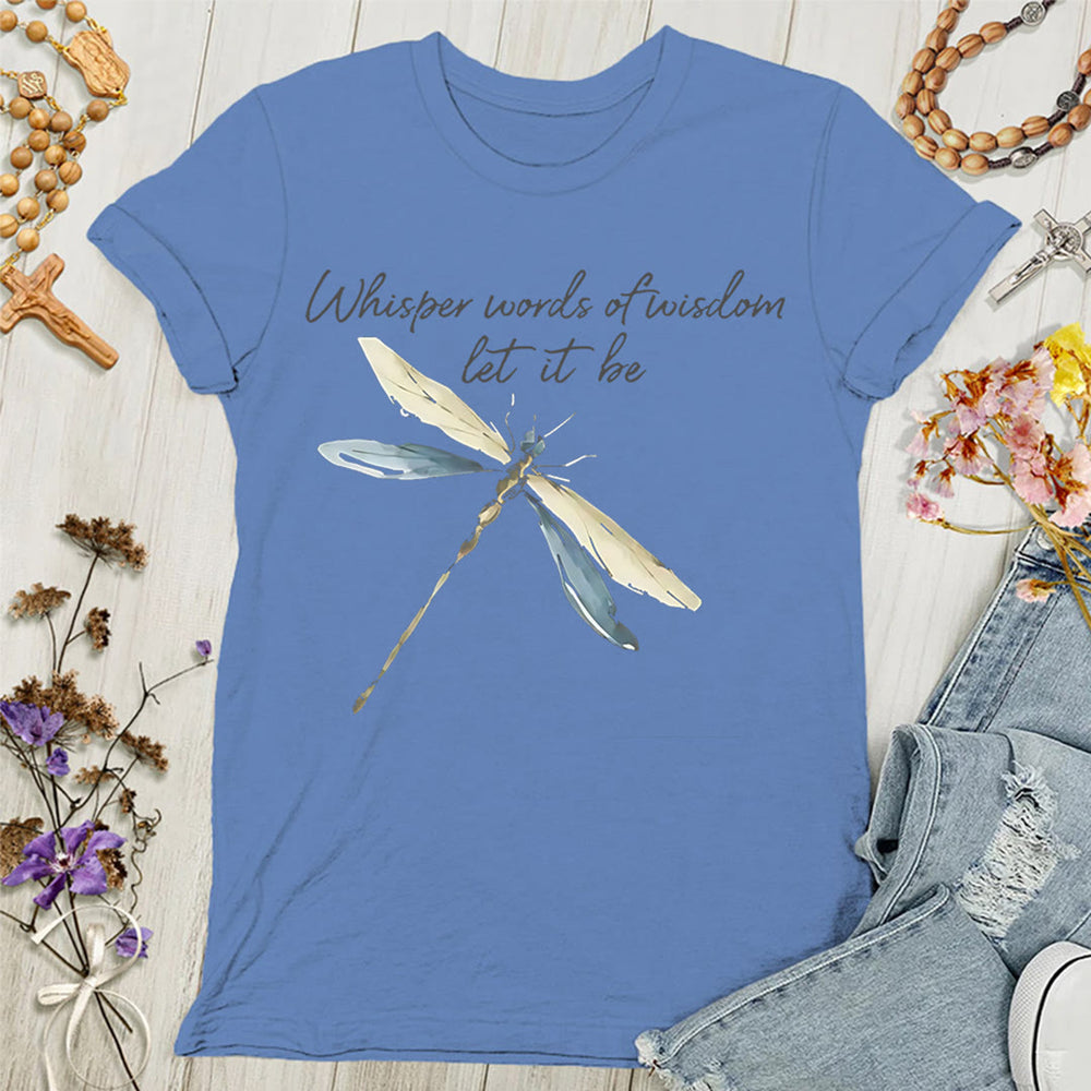 Christianartworkshop Sussurra parole di saggezza Lascia che sia Libellula Maglietta da donna - Blu - 4XL - image 1