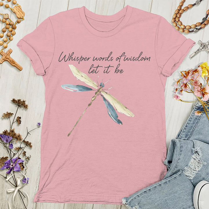 Christianartworkshop Sussurra parole di saggezza Lascia che sia Libellula Maglietta da donna - Rosa - 4XL - image 4