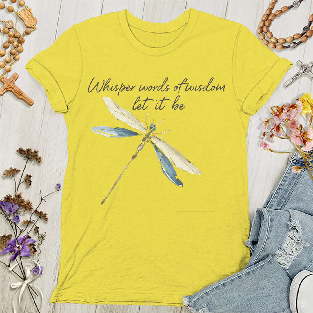 Christianartworkshop Sussurra parole di saggezza Lascia che sia Libellula Maglietta da donna - Giallo - 4XL - image 3