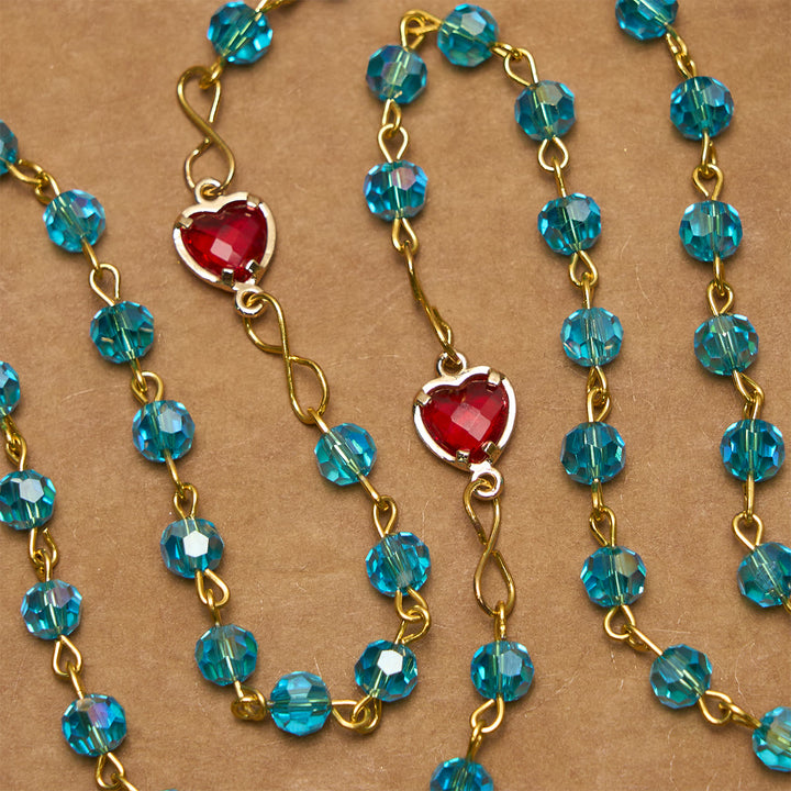 Christianartworkshop Sacro Cuore di Gesù e Crocifisso di 6 mm Poliedro Rosario in lega di vetro blu - image 5