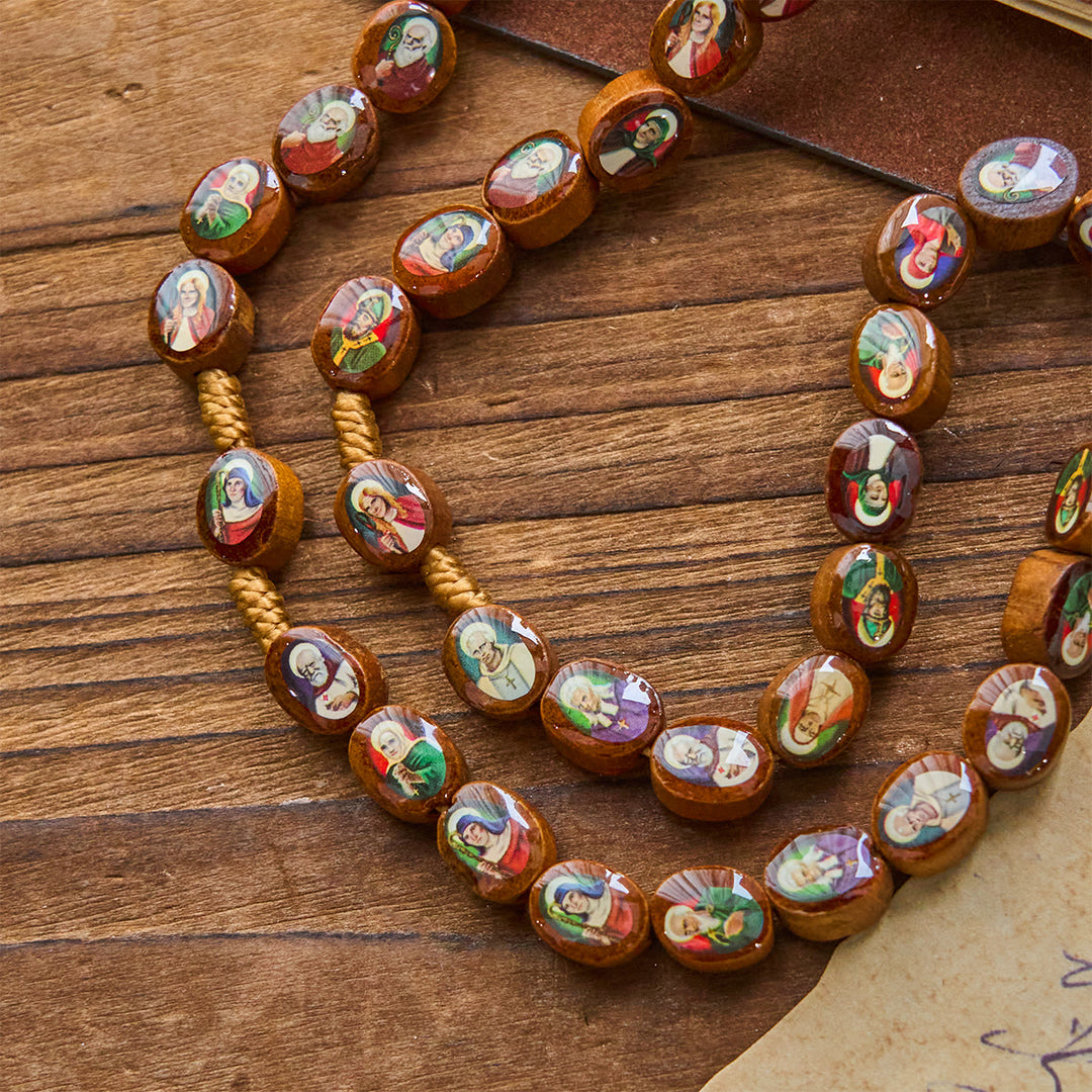 Christianartworkshop Rosario con perline in legno della medaglia del Santo e croce francescana Tau: un cimelio senza tempo - image 6