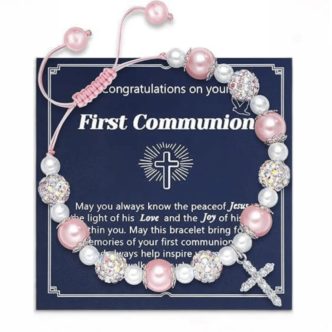 Christianartworkshop FEDE IN PREGHIERA: Bracciale regalo per la Prima Comunione con croce e biglietto di benedizione - K - image 10