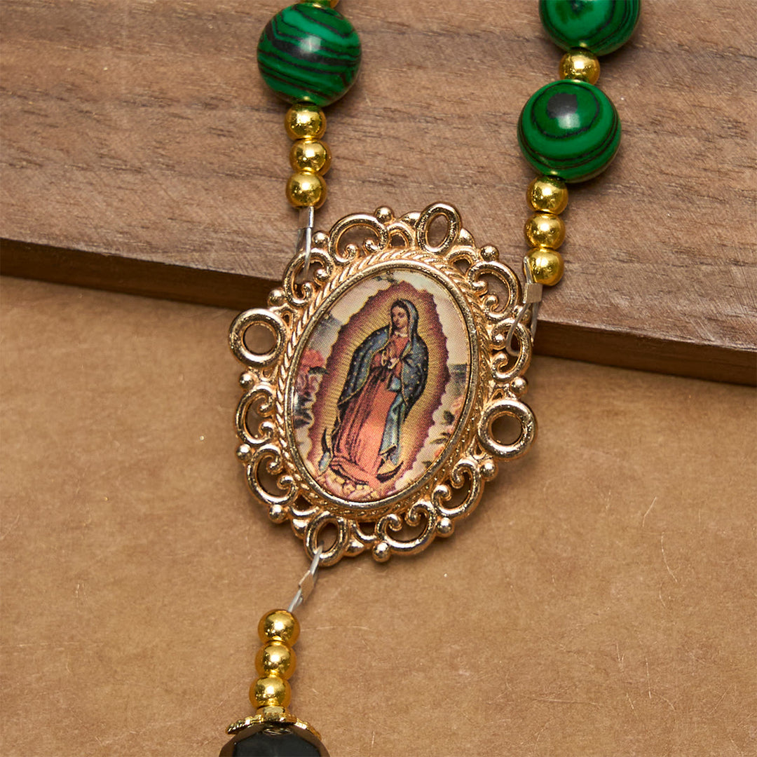 Christianartworkshop Gesù è il dono: Rosario verde malachite con medaglia miracolosa - image 9