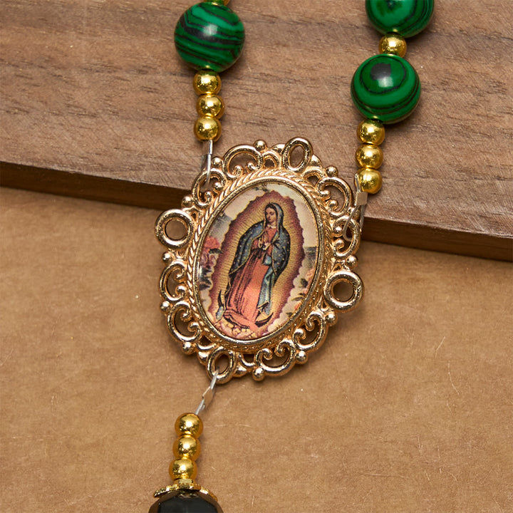 Christianartworkshop Gesù è il dono: Rosario verde malachite con medaglia miracolosa - image 9