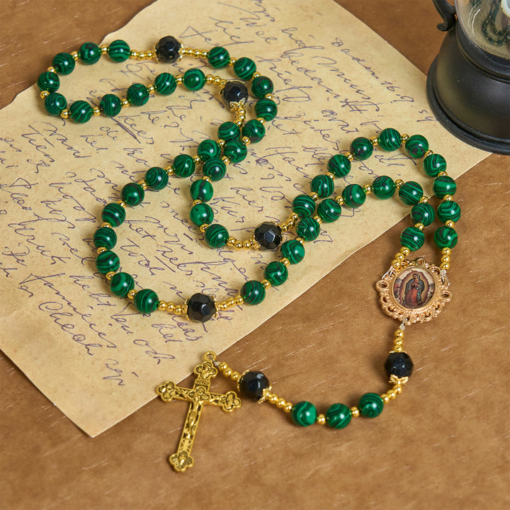 Christianartworkshop Gesù è il dono: Rosario verde malachite con medaglia miracolosa - image 5