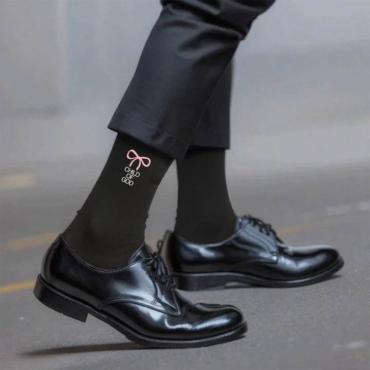 Calzini Bambino di Dio con fiocco rosa di Christianartworkshop : cammina con grazia nella fede - Nero - Uomini (EU 40-44/US 7.5-11) - image 0