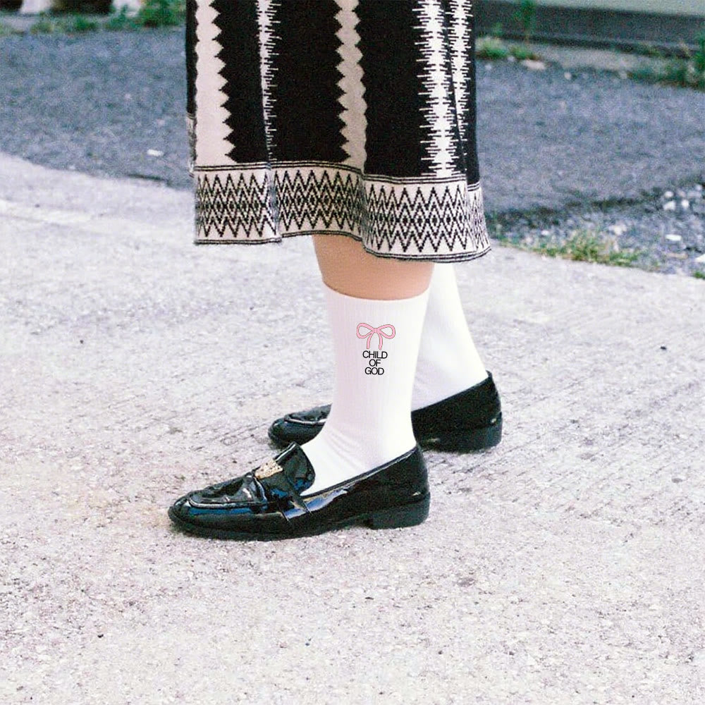 Calzini Bambino di Dio con fiocco rosa di Christianartworkshop : cammina con grazia nella fede - Bianco - Donne (EU 36-39/US 8.5-9) - image 8
