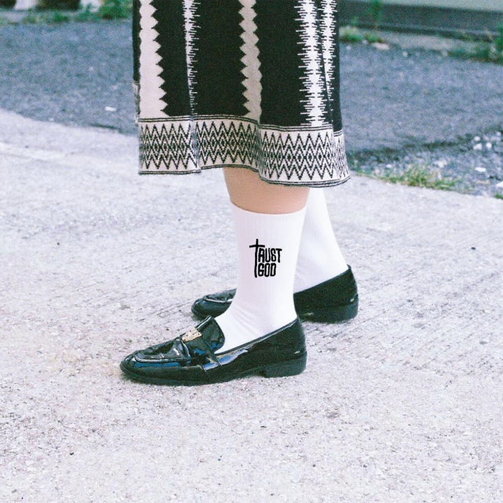 Calzini Christianartworkshop con motivo a croce "Trust God Faith Crew": cammina coraggiosamente con Cristo - Bianco - Donne (EU 36-39/US 8.5-9) - image 8