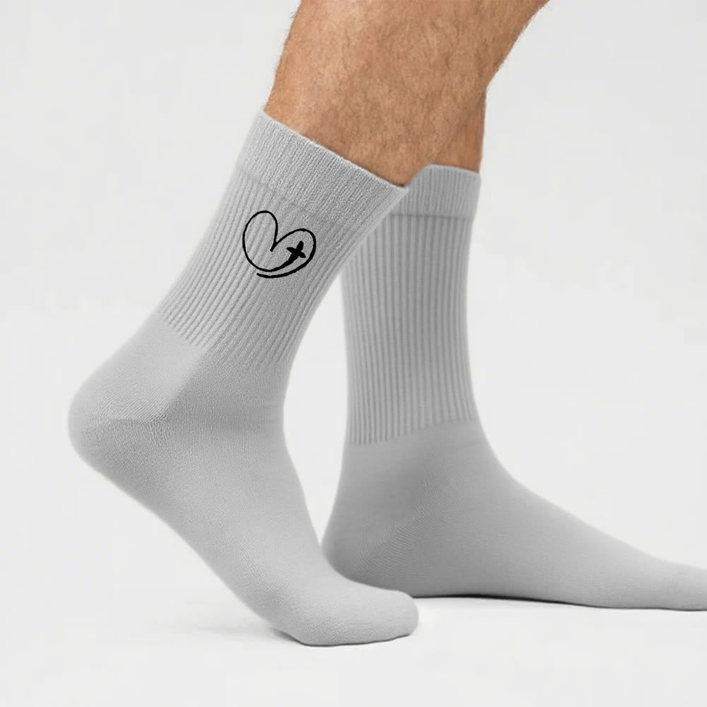 Calzini con cuore e croce ispirati alla fede Christianartworkshop : un dolce promemoria dell'amore di Dio - Grigio - Uomini (EU 40-44/US 7.5-11) - image 10