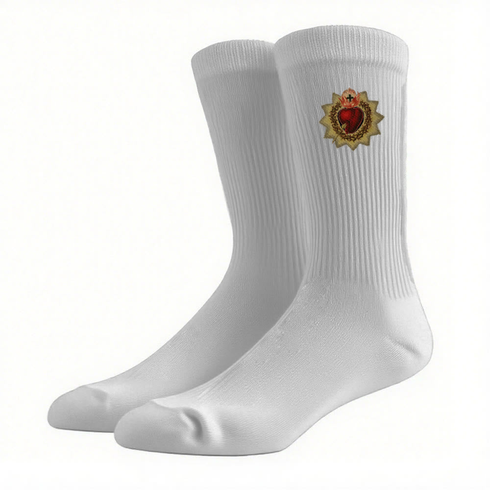 Calzini da uomo Christianartworkshop Divine Love Sacred Heart of Jesus: Walk in Devotion - Grigio - Donne (EU 36-39/US 8.5-9) - image 11