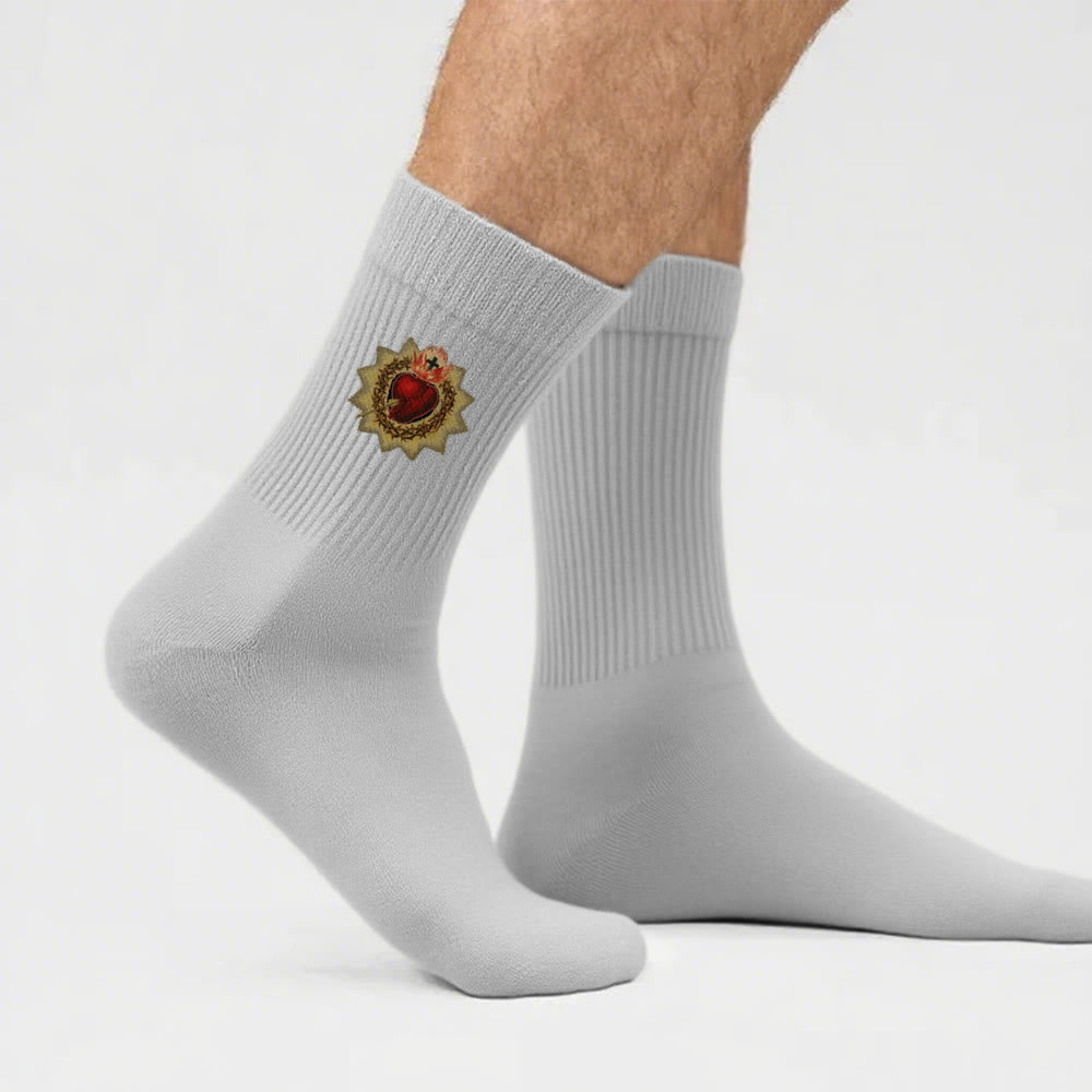 Calzini da uomo Christianartworkshop Divine Love Sacred Heart of Jesus: Walk in Devotion - Grigio - Uomini (EU 40-44/US 7.5-11) - image 10