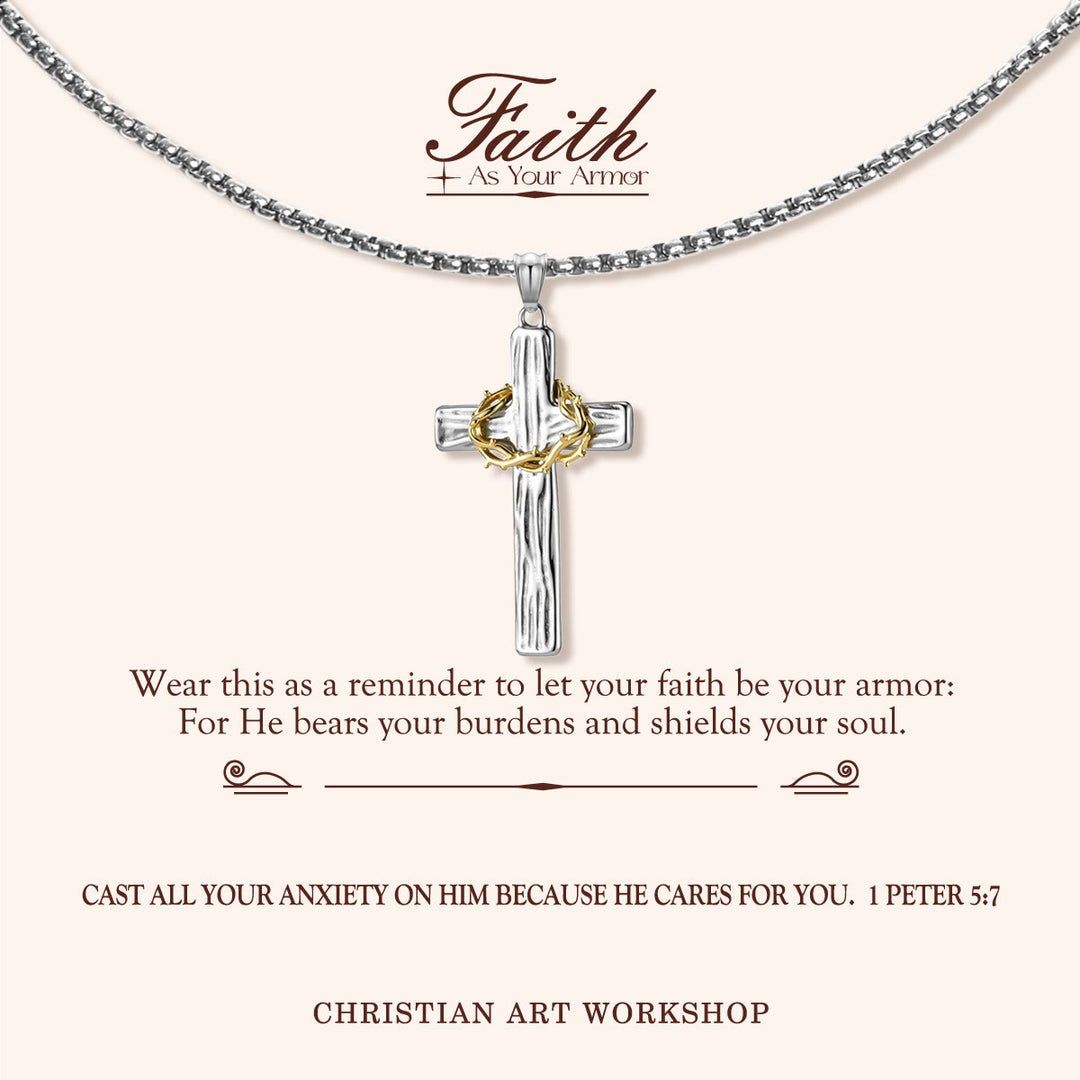 Christianartworkshop LA FEDE COME ARMATURA: Collana sacra con la corona di spine di Gesù e la croce - LA FEDE COME ARMATURA - Argento - image 0