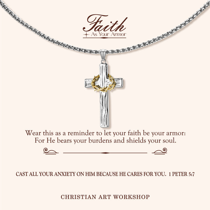 Christianartworkshop LA FEDE COME ARMATURA: Collana sacra con la corona di spine di Gesù e la croce - LA FEDE COME ARMATURA - Argento - image 0