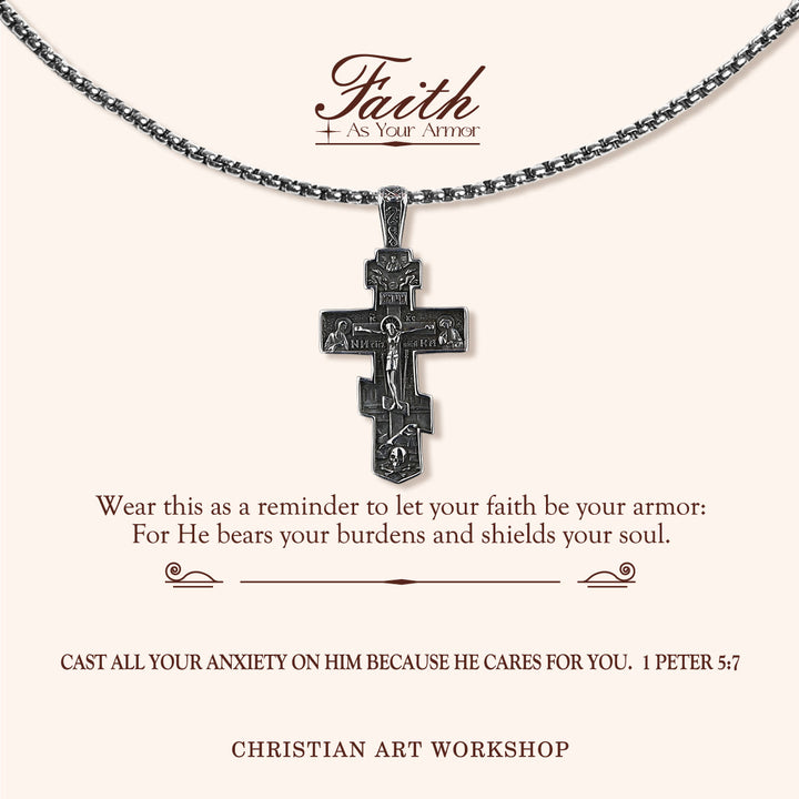 Christianartworkshop LA FEDE COME ARMATURA: Collana con crocifisso ortodosso di Gesù - LA FEDE COME ARMATURA - image 0
