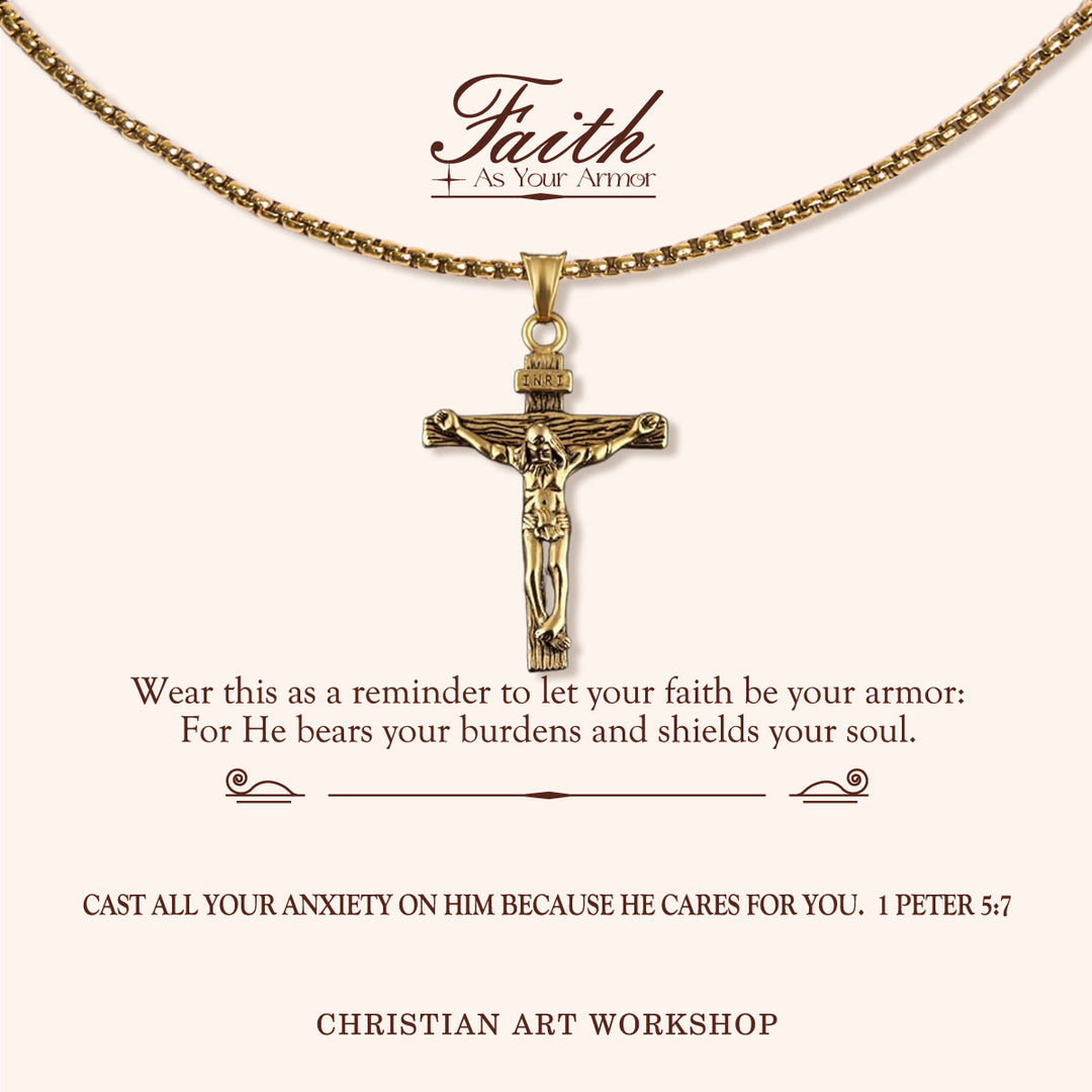 Christianartworkshop LA FEDE COME ARMATURA: Collana con ciondolo a forma di crocifisso  - LA FEDE COME ARMATURA-1 - image 0