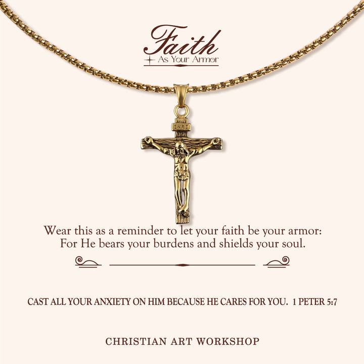 Christianartworkshop LA FEDE COME ARMATURA: Collana con ciondolo a forma di crocifisso  - LA FEDE COME ARMATURA-1 - image 0