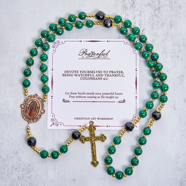 Christianartworkshop Gesù è il dono: Rosario verde malachite con medaglia miracolosa - FEDE IN PREGHIERA - image 2