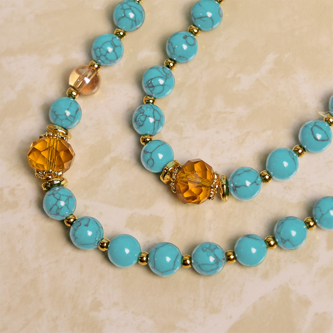 Rosario artigianale in turchese e lega d'oro con crocifisso e medaglia di Santa Teresa, realizzato Christianartworkshop : un legame spirituale di grazia. - image 6