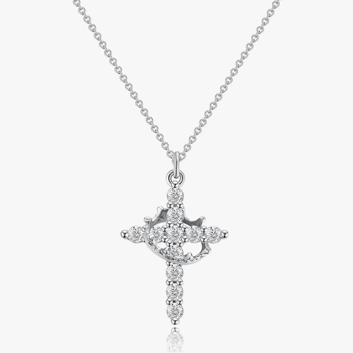 Christianartworkshop Collana moderna con croce incoronata nella fede, orecchini - Collana - Argento - image 0