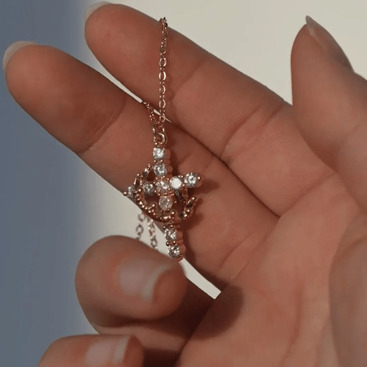 Christianartworkshop Collana moderna con croce incoronata nella fede, orecchini - image 6