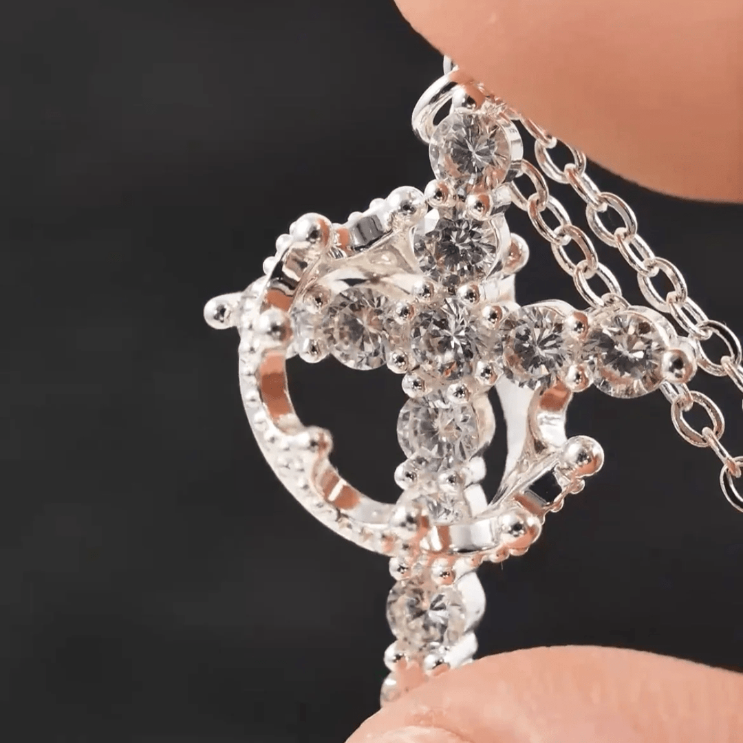 Christianartworkshop Collana moderna con croce incoronata nella fede, orecchini - image 8