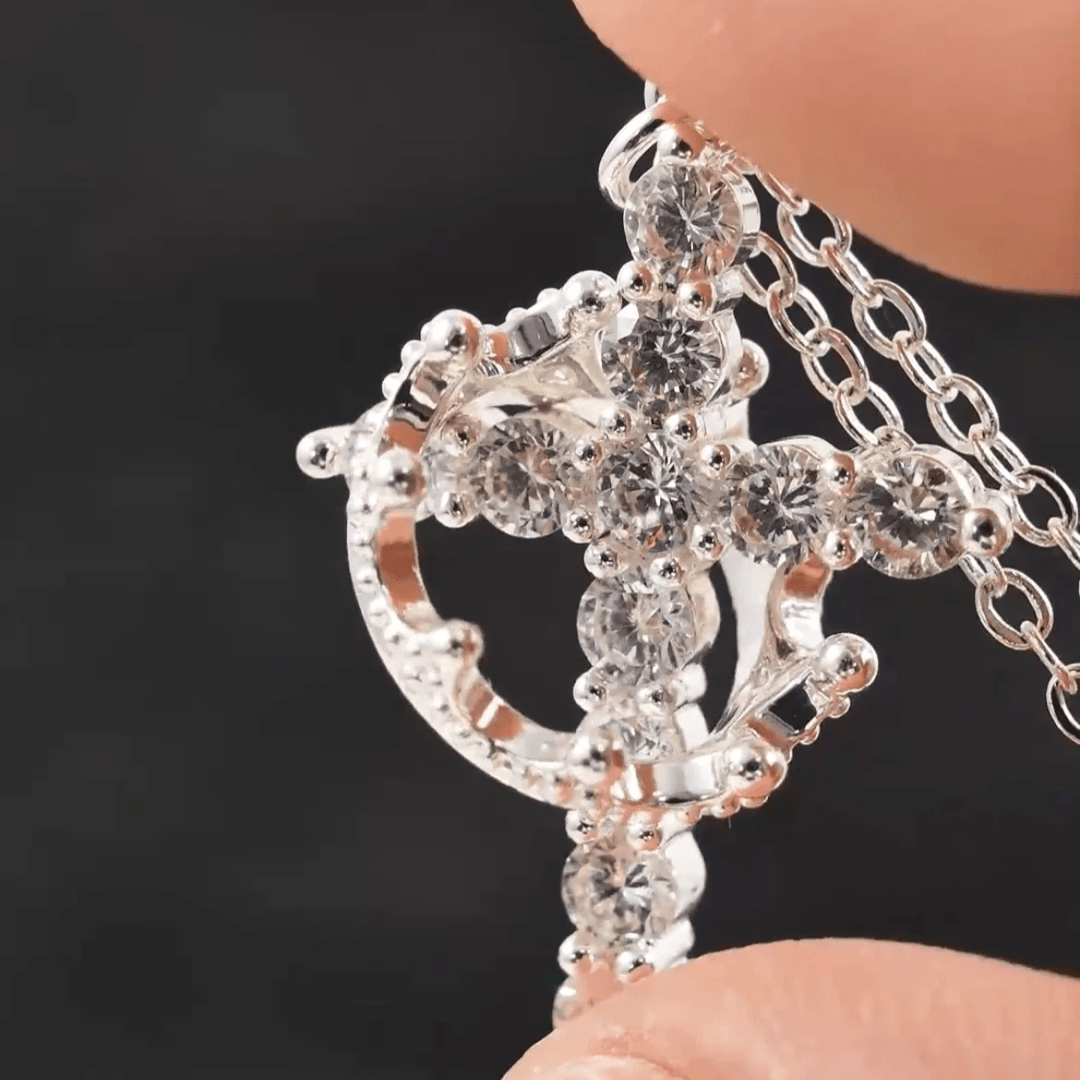 Christianartworkshop Collana moderna con croce incoronata nella fede, orecchini - image 8