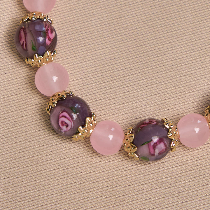 Christianartworkshop Braccialetto di cristallo di quarzo rosa fatto a mano con cammeo della Vergine Maria - image 5