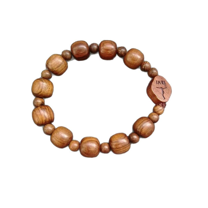Christianartworkshop Bracciale della fede in legno marrone in stile classico con crocifisso INRI - image 3
