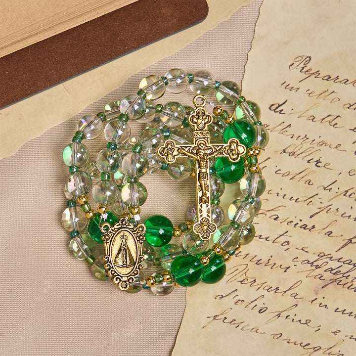 Christianartworkshop Elegante rosario bianco e verde trasparente con la Madonna di Guadalupe - image 10