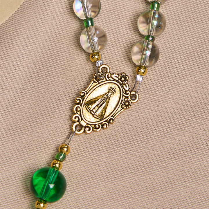 Christianartworkshop Elegante rosario bianco e verde trasparente con la Madonna di Guadalupe - image 8