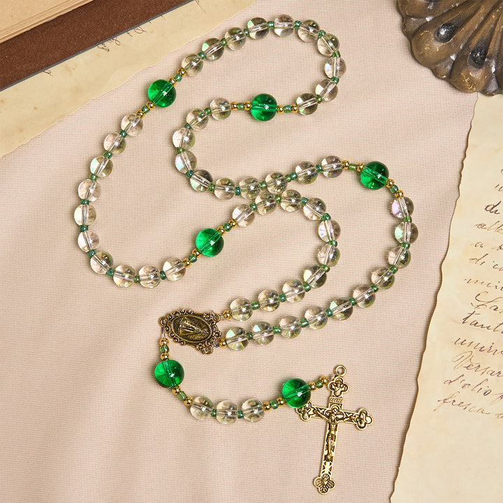 Christianartworkshop Elegante rosario bianco e verde trasparente con la Madonna di Guadalupe - image 5
