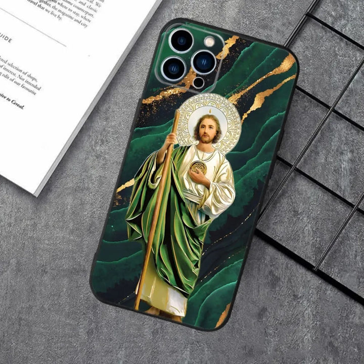 Christianartworkshop Custodia per telefono Holy Jesus Classic Art: Design sacro e pace - Icona di smeraldo - 15+ - image 1