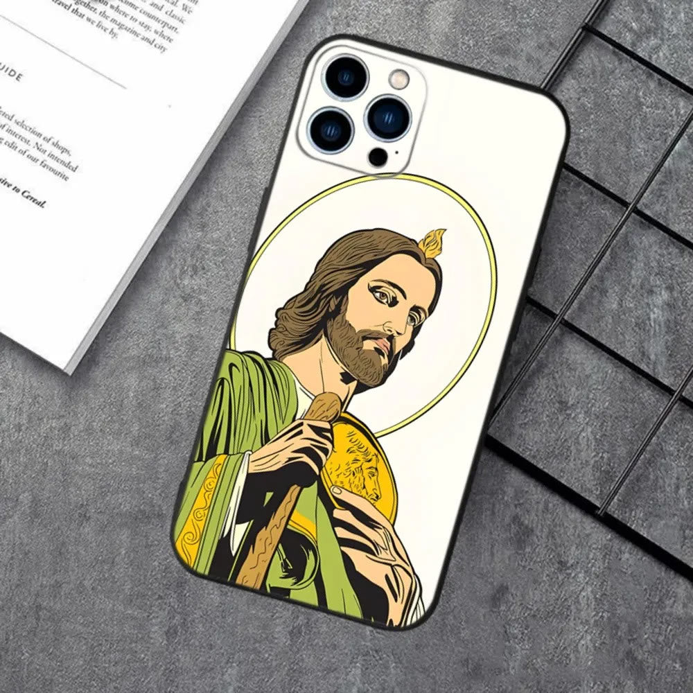 Christianartworkshop Custodia per telefono Holy Jesus Classic Art: Design sacro e pace - Verde classico - 15+ - image 2