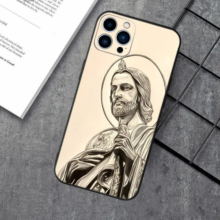 Christianartworkshop Custodia per telefono Holy Jesus Classic Art: Design sacro e pace - Stile schizzo vintage - 15+ - image 8