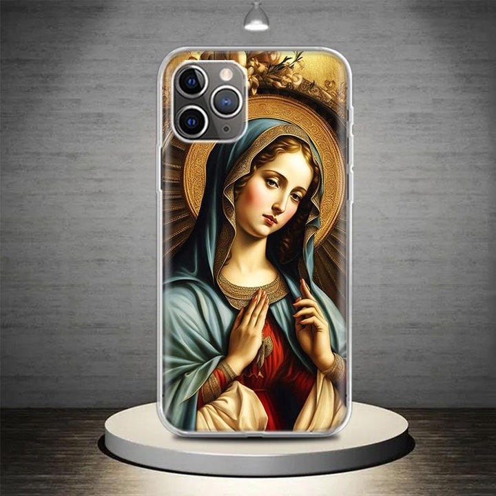 Christianartworkshop Custodia per telefono Blessed Our Lady: eleganza spirituale per il tuo dispositivo - Grazia d'oro - iPhone 13 Pro - image 2
