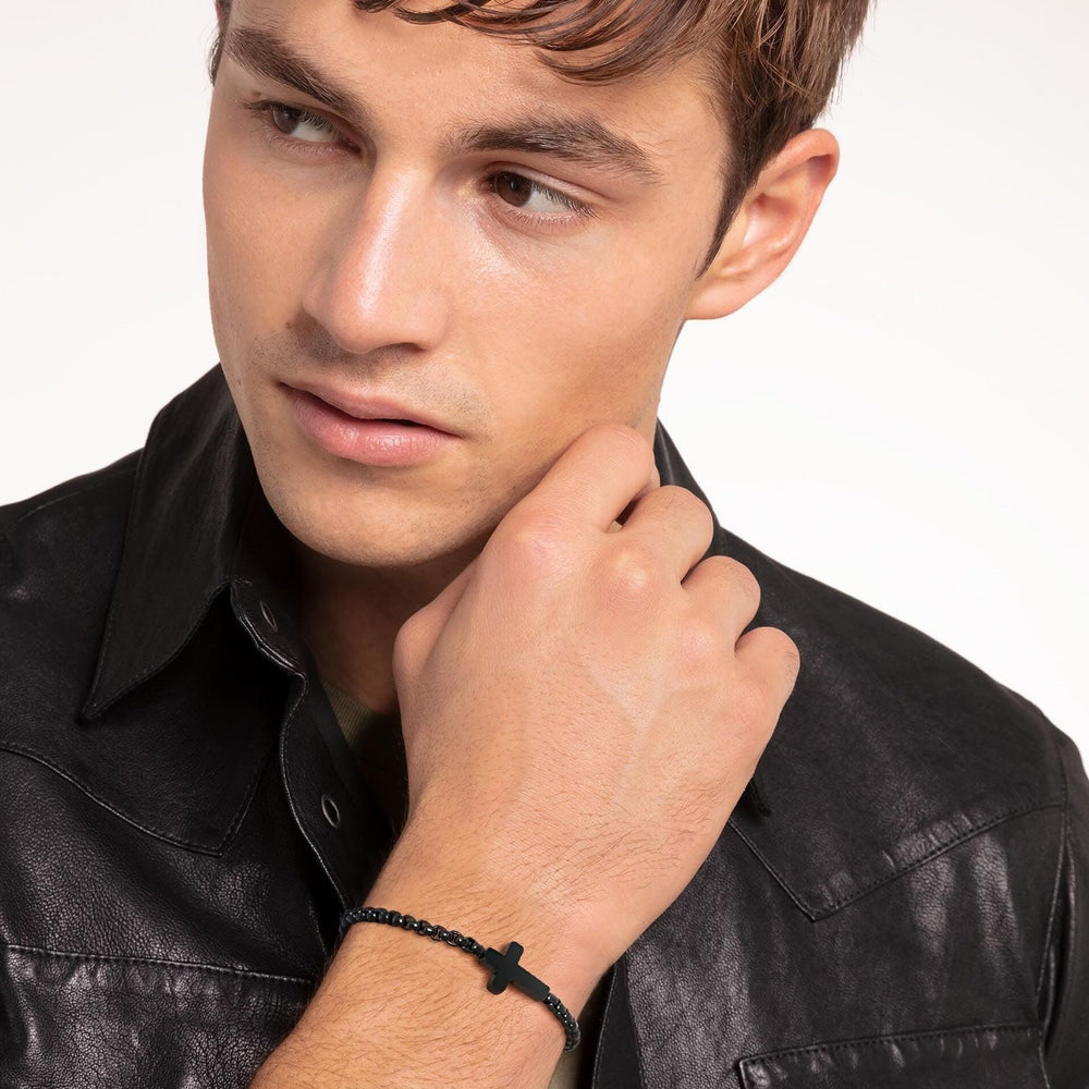 Christianartworkshop Braccialetti a catena con croce minimalista: due colori con biglietto di benedizione - image 1