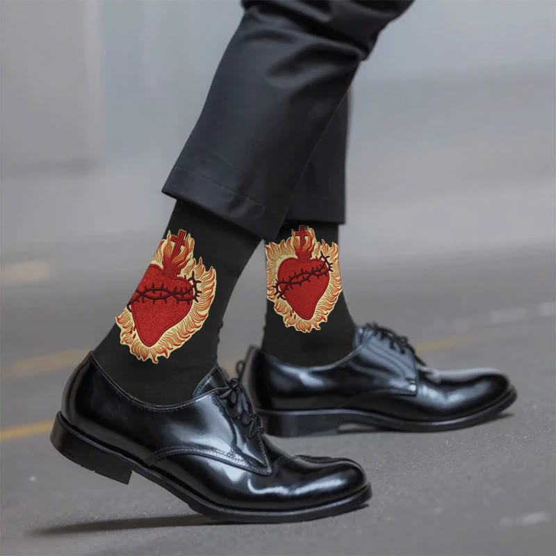 Calzini unisex della fede del Sacro Cuore Christianartworkshop che irradiano amore e protezione spirituale - Taglia unica (EU 36-46 / US 4-13) - 10 paia - image 0