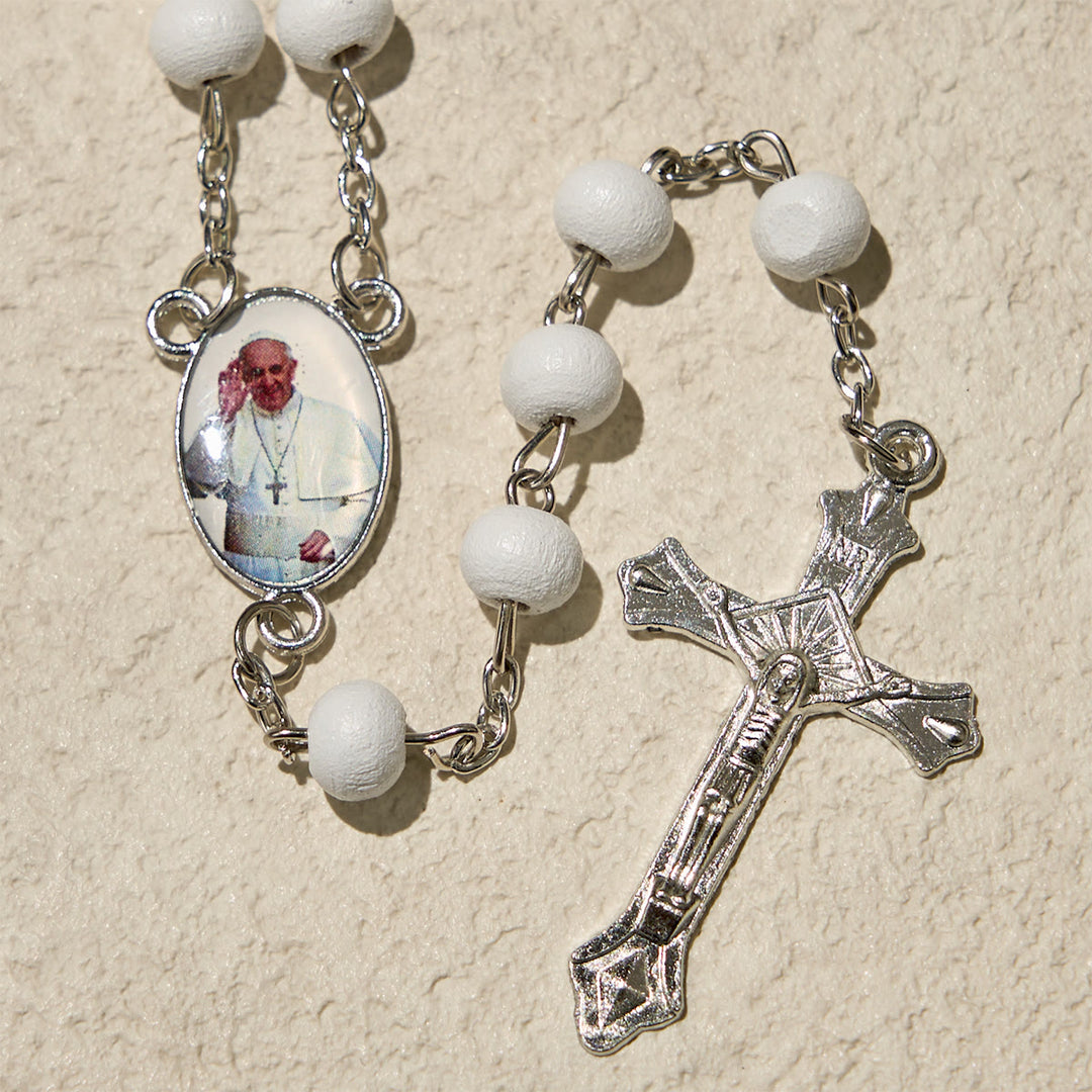 Christianartworkshop Rosario divino in legno rosso e bianco con custodia per la benedizione di Papa Francesco - image 9